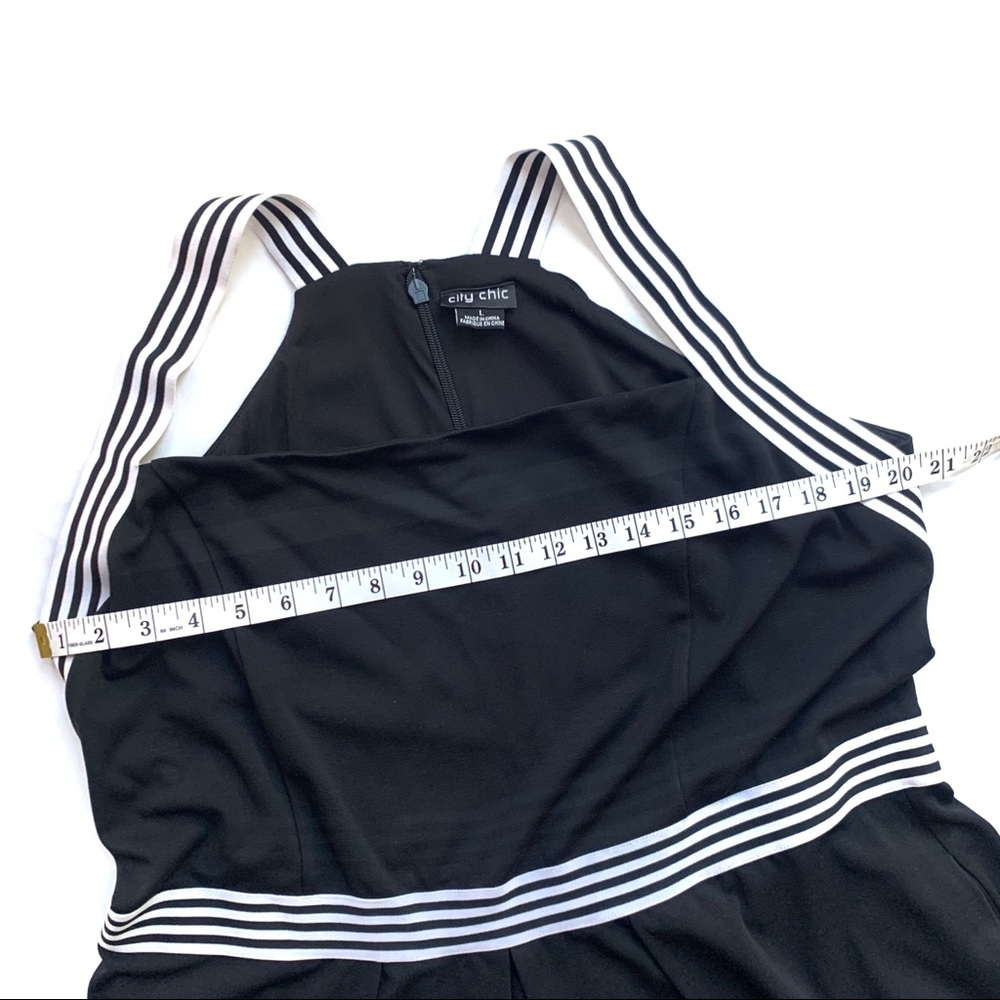 City Chic Black Fit & Flare Dress w Striped Straps - Picture 6 of 8